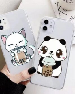 Cute Kitty & Panda Transparent Custom Soft Cases