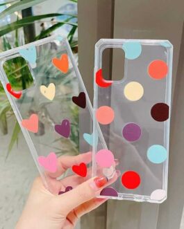 Colorful Dots & Hearts Transparent Custom Soft Cases