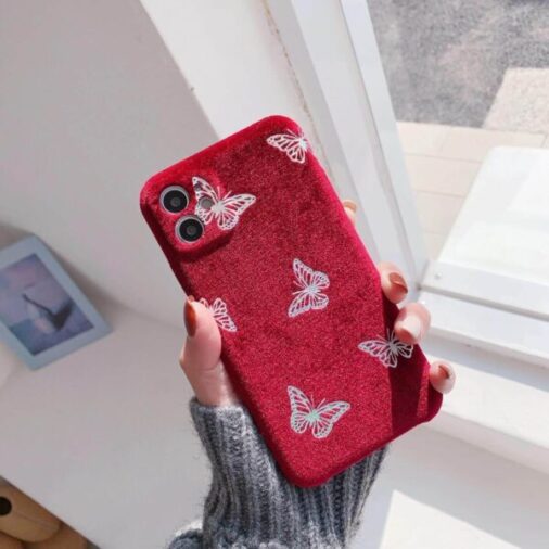 Butterfly Velvet Fabric Classy Soft Silicone Cases