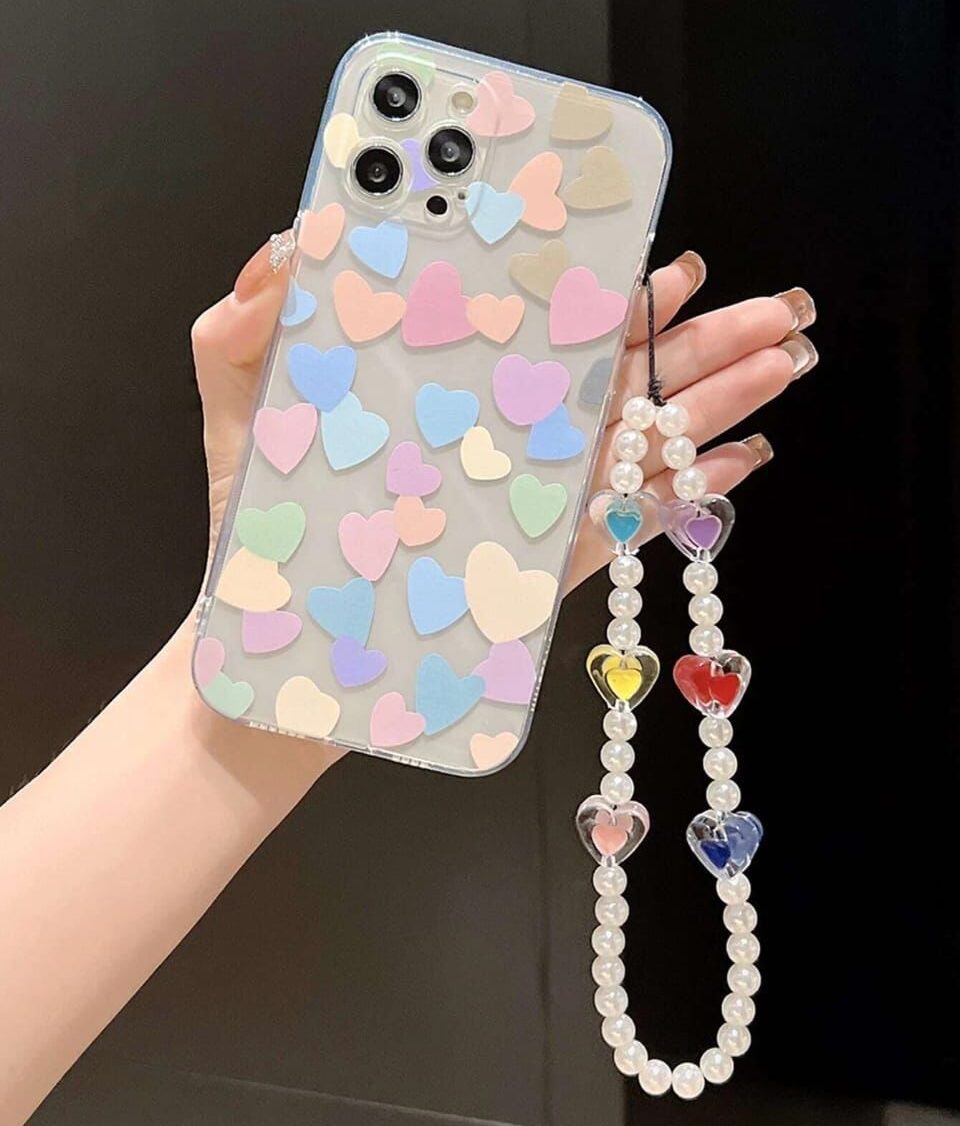 Cute Colorful Hearts With Removable Charm Custom Soft Cases