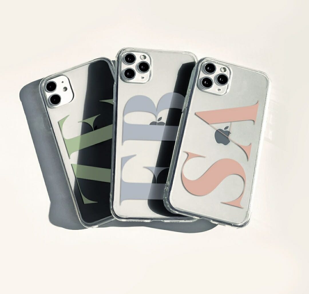 Cute Custom Initials Transparent Custom Soft Phone Cases
