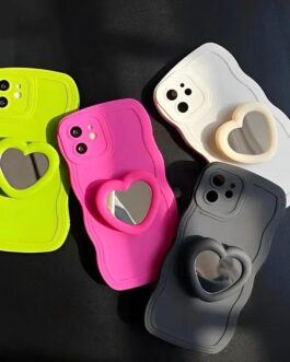 Wave Silicone Heart Mirror Holder iPhone Case