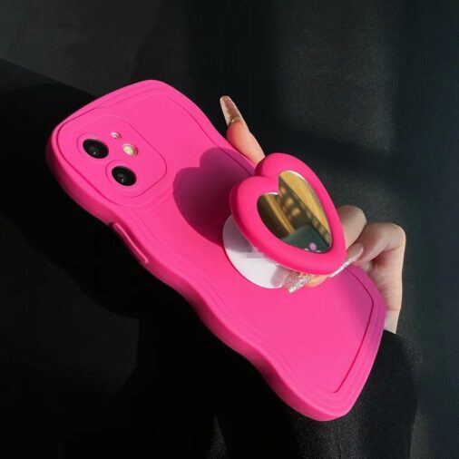 3D Heart Mirror Popsocket Holder Phone iPhone Case