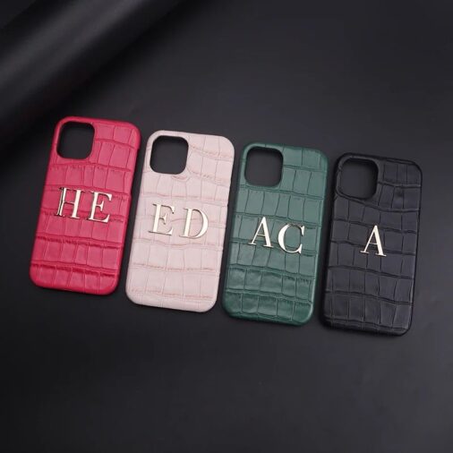 Custom Initial Letter Name Leather Case Luxury