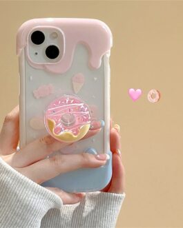 Cute 3D Donut Holder Stand Melted Ice Cream iPhone Case