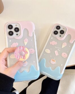 Cute 3D Donut Holder Stand Melted Ice Cream iPhone Case