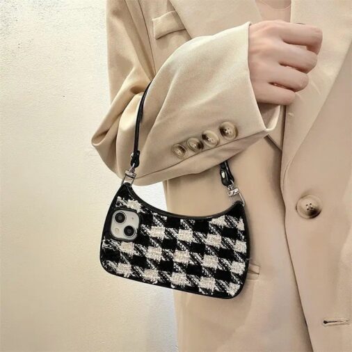 B/W iPhone Fabric Handbag Strap Silicone Case