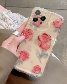 Red Rose Wavy Border Transparent iPhone Soft Case
