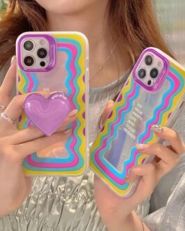 Cute Waves Laser Dual iPhone Case With Heart Holder