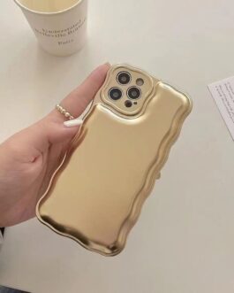 Wavy Edge Cushion Luxury Gold Plating Silicone iPhone Case
