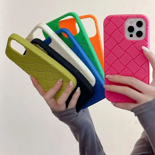 Luxury Checkered Grid Anti-Drop Silicone Rubber iPhone Case