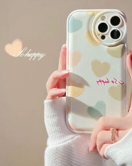 Cute Happy Colorful Hearts Round Camera iPhone Silicone Case