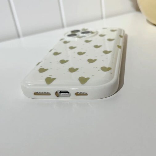 Cute Green Hearts White Splash Ink iPhone Silicone Case
