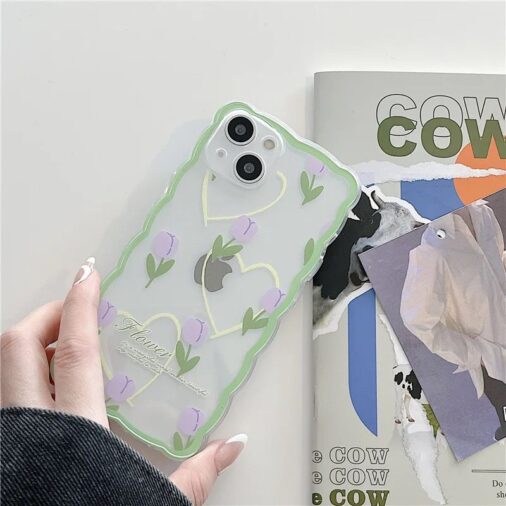 Green Floral Wavy Colorful Border Case