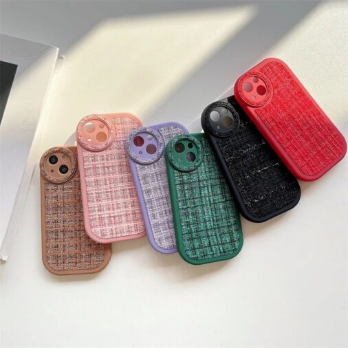 Luxury Fabric Fluffy Plush Silicone Round Camera Soft iPhone Case