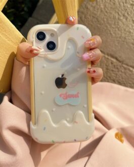 3D Cute Smiley White Ice Cream Silicone iPhone Case
