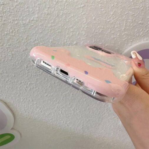 3D Cute Smiley White Ice Cream Transparent Silicone iPhone Case