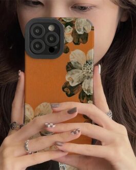 Orange Flower iPhone Textured Silicone Case