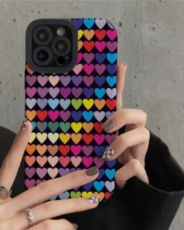Colorful Hearts iPhone Textured Silicone Case