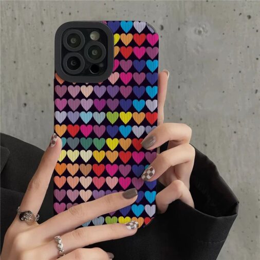 Colorful Hearts iPhone Textured Silicone Case