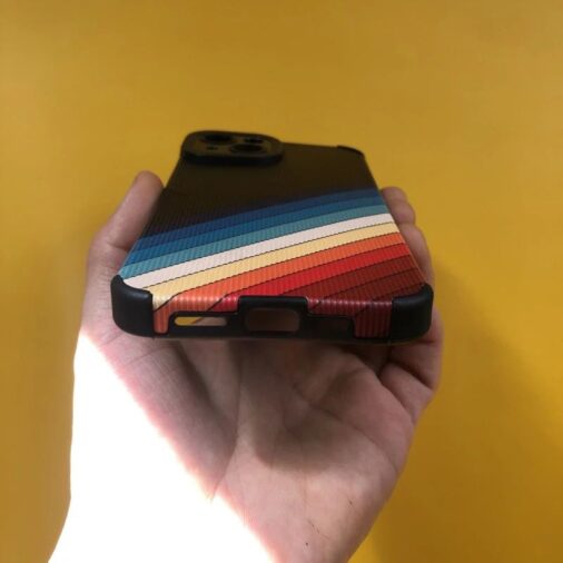 Black Rainbow Lines iPhone Textured Silicone Case