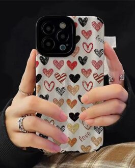 Hearts On White iPhone Textured Silicone Case