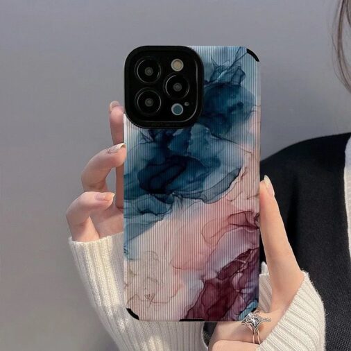 Blue Pink Abstract iPhone Textured Silicone Case