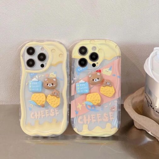 3D Cartoon Cheese Bear iPhone Soft Case
