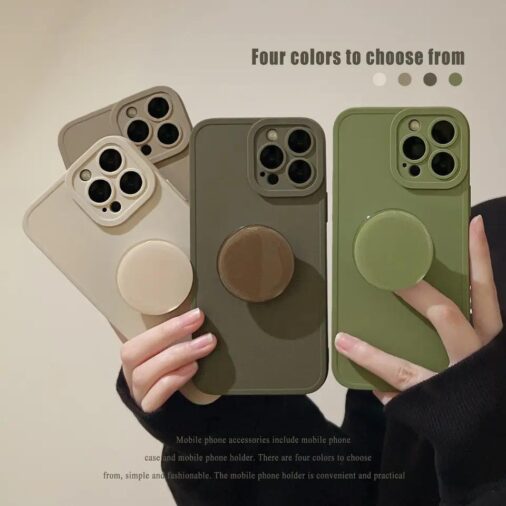 Vintage Green Matte Bracket Holder iPhone Silicone Rubber Case