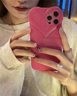 3D Cute Hot Pink Love Heart Shaped iPhone Soft Case