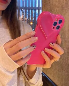 3D Cute Hot Pink Love Heart Shaped iPhone Soft Case