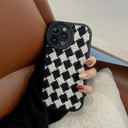 Knitted Cloth Fabric B/W Weave iPhone Silicone Case