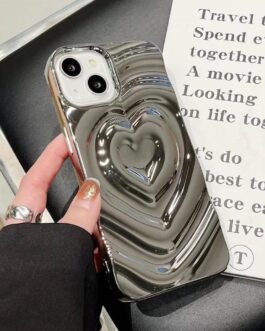 Heart Silver iPhone 3D Textured Case