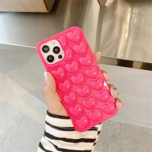 Pink 3D Hearts iPhone Soft Case
