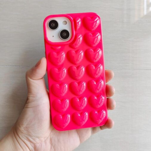 Pink 3D Hearts iPhone Soft Case