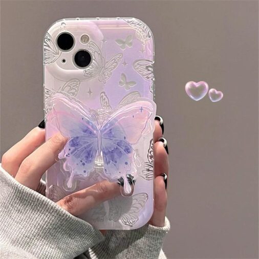 Purple Butterfly iPhone Holder Soft Case