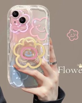 Flower Smile Holder Transparent Silicone iPhone Case