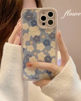 Cute Blue Small Flowers Silicone iPhone Case