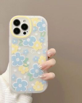 Blue Yellow Floral iPhone Semi-Transparent Case
