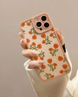 Small Many Orange Flowers Silicone iPhone Case