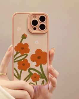 Big Orange Flowers Silicone iPhone Case
