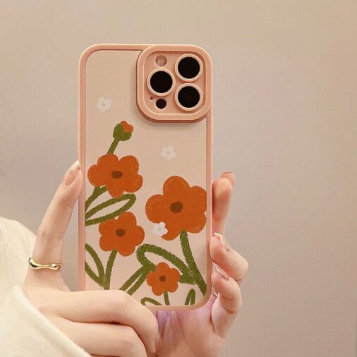Orange Flowers Silicone iPhone Case