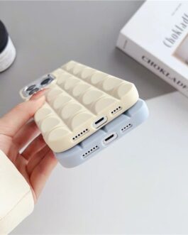 3D Cubic Bubble Silicone iPhone Rubber Case With Silver Border