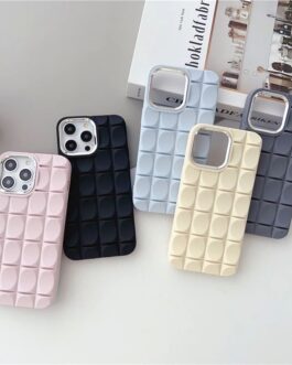 3D Cubic Bubble Silicone iPhone Rubber Case With Silver Border