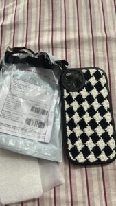 Knitted Cloth Fabric B/W Weave iPhone Silicone Case photo review