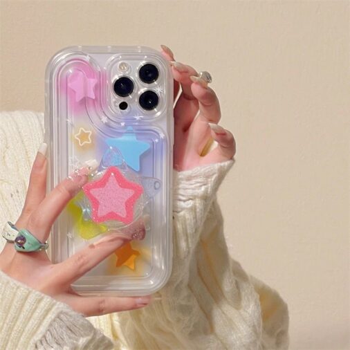 Colorful Stars Grip Holder Bracket iPhone Soft Case