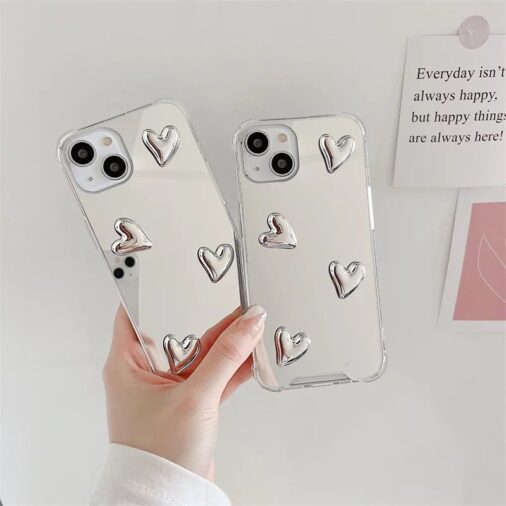 3D Love Hearts Mirror iPhone Case