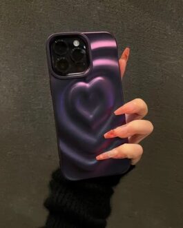 Heart Dark Purple iPhone 3D Textured Case