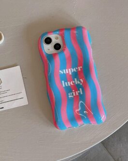 Super Lucky Girl Wavy Textured Soft Silicone iPhone Case