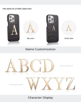 iPhone Basic New Crocodile Leather Case With Custom Initial Name